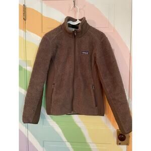 Patagonia Women’s Synchilla Fleece Jacket Brown Sherpa Full Zip Size M Vintage
